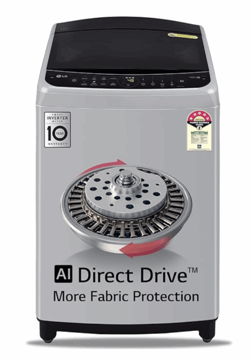 LG 9 Kg 5 Star Inverter Fully-Automatic Top Load Washing Machine (THD09NPF, Middle Free Silver, AIDD Technology)